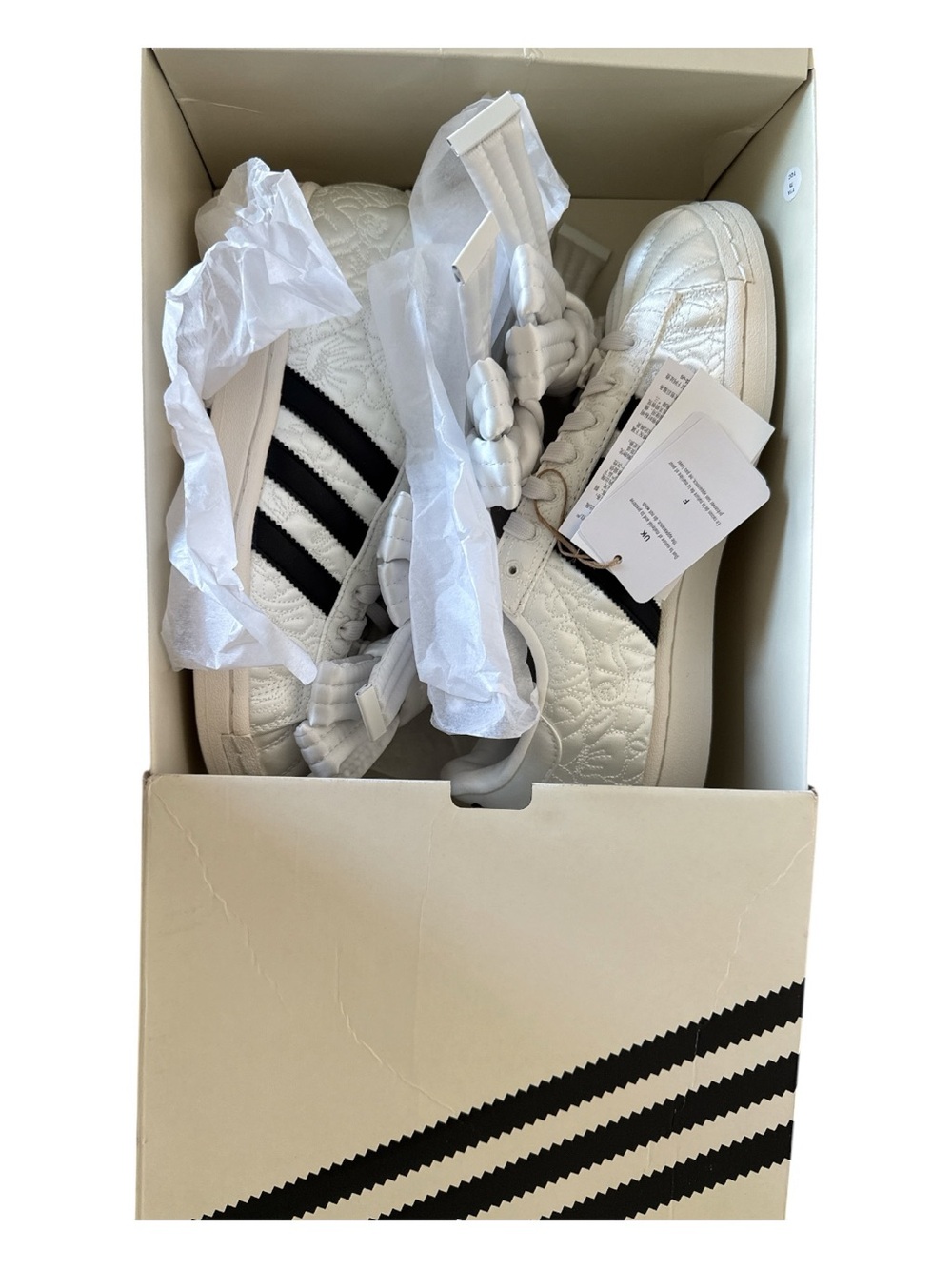 Adidas x Caroline Hu Superstar JR7977 White Bow Sneakers NWT Collab UK 6.5~US8.5 - Picture 13 of 15